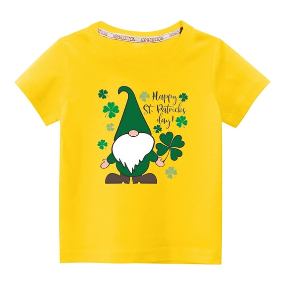 MeetoTime St. Patrick's Day Kids Short Sleeve Tops Casual Loose Cotton T-Shirt for Boys Girls 3-10 Years
