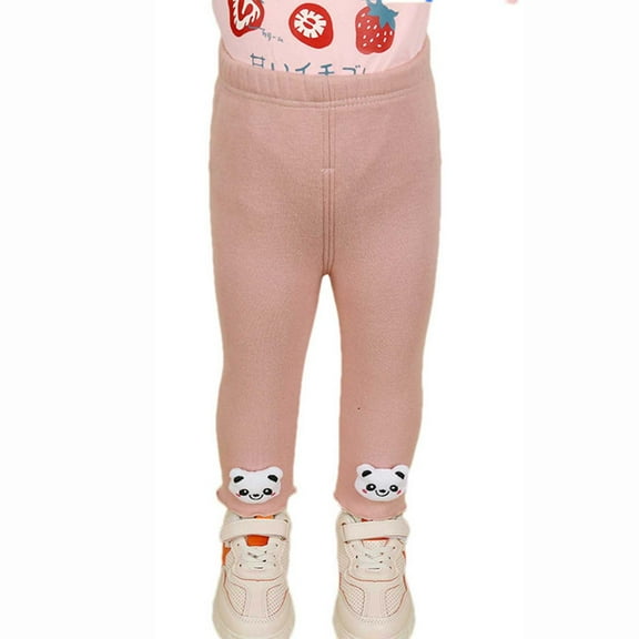 MeetoTime Toddler Baby Clothes Solid Color Elastic Waist Leggings Girls Fall Winter Thick Warm Fleece Skinny Pants 12 Months-4 Years