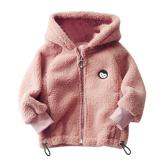 MeetoTime Toddler Baby Thickening Hoodie Fleece Jacket Solid Color Fall Winter Keep Warm Zipper Coat for Boys Girls