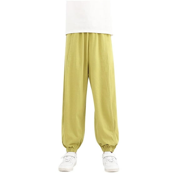 MeetoTime Toddler Boys Girls Sports Pants 3-8 Years Solid Color Elastic Waist Casual Loose Cinch Bottom Pants Baby Clothes