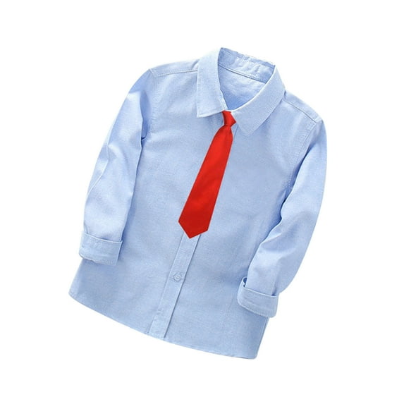 MeetoTime Toddler Boys Long Sleeve Blouse Solid Color Gentleman's School Uniform Shirt Tie Tie Suit 2-14Years Baby Clothes