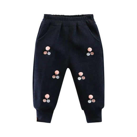 MeetoTime Toddler Girls Winter Cotton Pants Baby Elastic Waist Solid Color Cinch Bottom Sweatpants Suitable for 1-7 Years