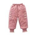 thumbnail image 1 of MeetoTime Toddler Girls Winter Cotton Pants Baby Elastic Waist Solid Color Cinch Bottom Sweatpants Suitable for 1-7 Years, 1 of 7