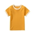 thumbnail image 1 of MeetoTime Toddler Kids Cotton Breathable Short Sleeve Top Casual Loose Solid Color T-shirt for Boys Girls, 1 of 6