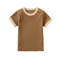 thumbnail image 1 of MeetoTime Toddler Kids Cotton Breathable Short Sleeve Top Casual Loose Solid Color T-shirt for Boys Girls, 1 of 3