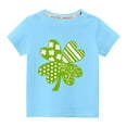 thumbnail image 1 of MeetoTime Toddler Kids Solid Color Round Neck T-shirt St. Patrick's Day Print Short Sleeve Tops for Boys Girls, 1 of 3