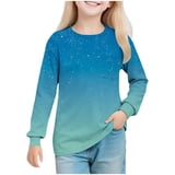 MeetoTime Tops for Kids Crewneck Long Sleeve Gradient Color Soft Girl ...