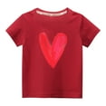 thumbnail image 1 of MeetoTime Valentine's Day Heart Printed Kids Short Sleeve Tops Casual Loose Cotton T-Shirt for Boys Girls Summer Clothes, 1 of 6