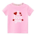 thumbnail image 1 of MeetoTime Valentine's Day Kids Short Sleeve T-shirt Summer Cute Round Neck Cotton Tops for Boys Girls, 1 of 6