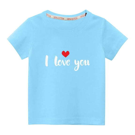 MeetoTime Valentine's Day Kids Short Sleeve T-shirt Summer Round Neck Soft Cotton Tops for Boys Girls 3-10 Years