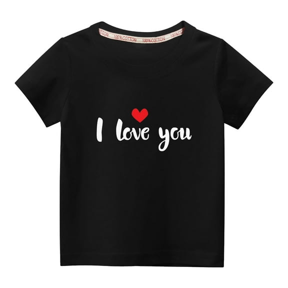 MeetoTime Valentine's Day Kids Short Sleeve T-shirt Summer Round Neck Soft Cotton Tops for Boys Girls 3-10 Years