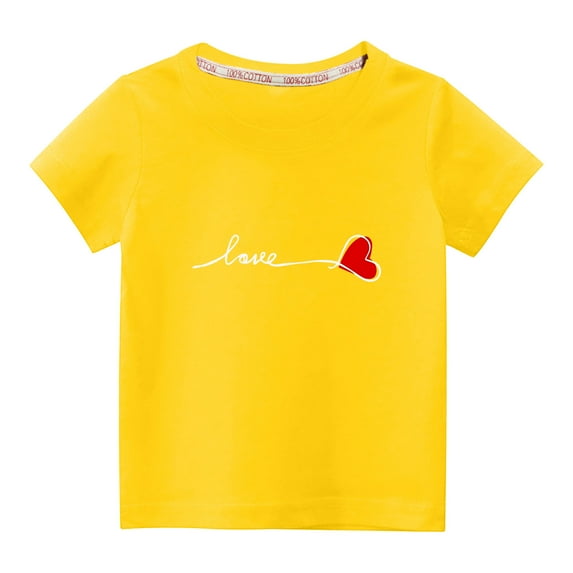 MeetoTime Valentine's Day Printed Kids Short Sleeve Tops Round Neck Cotton T-Shirt for Boys Girls Summer Clothes 3-10 Years