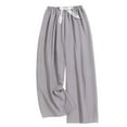 thumbnail image 1 of MeetoTime Women's Checkered Printed Pants Elastic Waist Wide Leg Pants Spring Fall Drooping Drawstring Flowy Trousers, 1 of 3