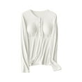 thumbnail image 1 of MeetoTime Women's Maternity Clothes Long Sleeve Round Neck Solid Color Buttons Home Nursing Pajamas Top, 1 of 3