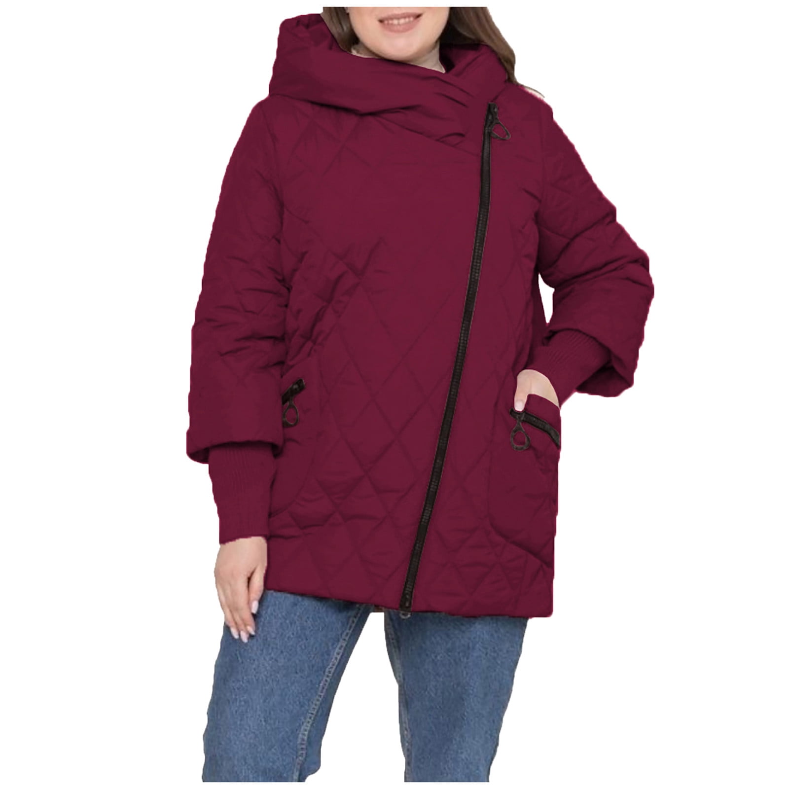 MeetoTime Womens Oversized Puffer Jackets Long Sleeve Zip Up Fashion