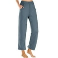 thumbnail image 1 of MeetoTime Womens Straight Pants Solid Loose Casual Elastic Waist Trousers Clothes Home Daily Lounge Pull On Pants, 1 of 5