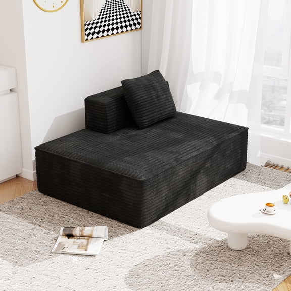 Meeyar 51" Frameless Couch Left - Single Seat for Modular Sectional Sofa, Cloud Couch for Living Room, 1PC Carbon Black