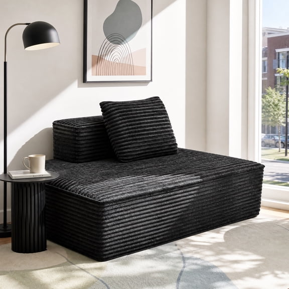 Meeyar 51" Frameless Sofa Module, Single Seat for L-Shaped Boneless Cloud Sectional, 1PC Carbon Black for Living Room