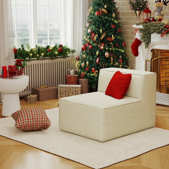 Meeyar Boneless Cloud Couch Modular Sectional Sofa, Deep Seat No Assembly Foam Couches for Living Room, Beige 1PC