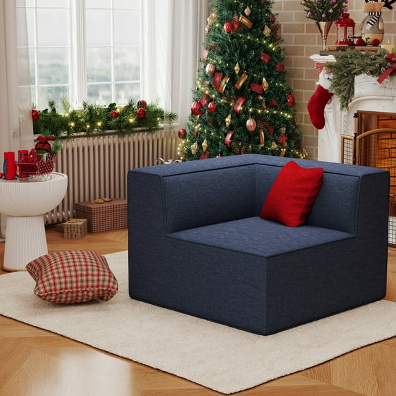 Meeyar Boneless Cloud Couch Modular Sectional Sofa, Deep Seat No Assembly Foam Couches for Living Room, Blue 1PC