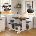 thumbnail image 1 of Meeyar Breakfast Nook Table Set with Power Outlet, Hidden Storage Benches for Kitchen, White, 1 of 9