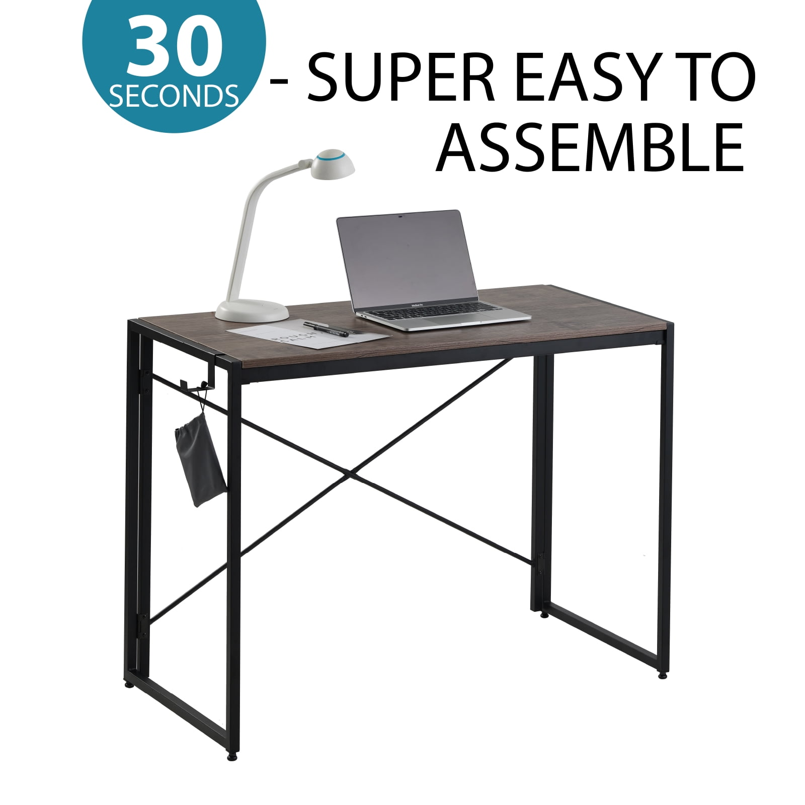 Mefine Folding Computer Desk Gaming Desk 39" No Assembly Laptop Desk ...