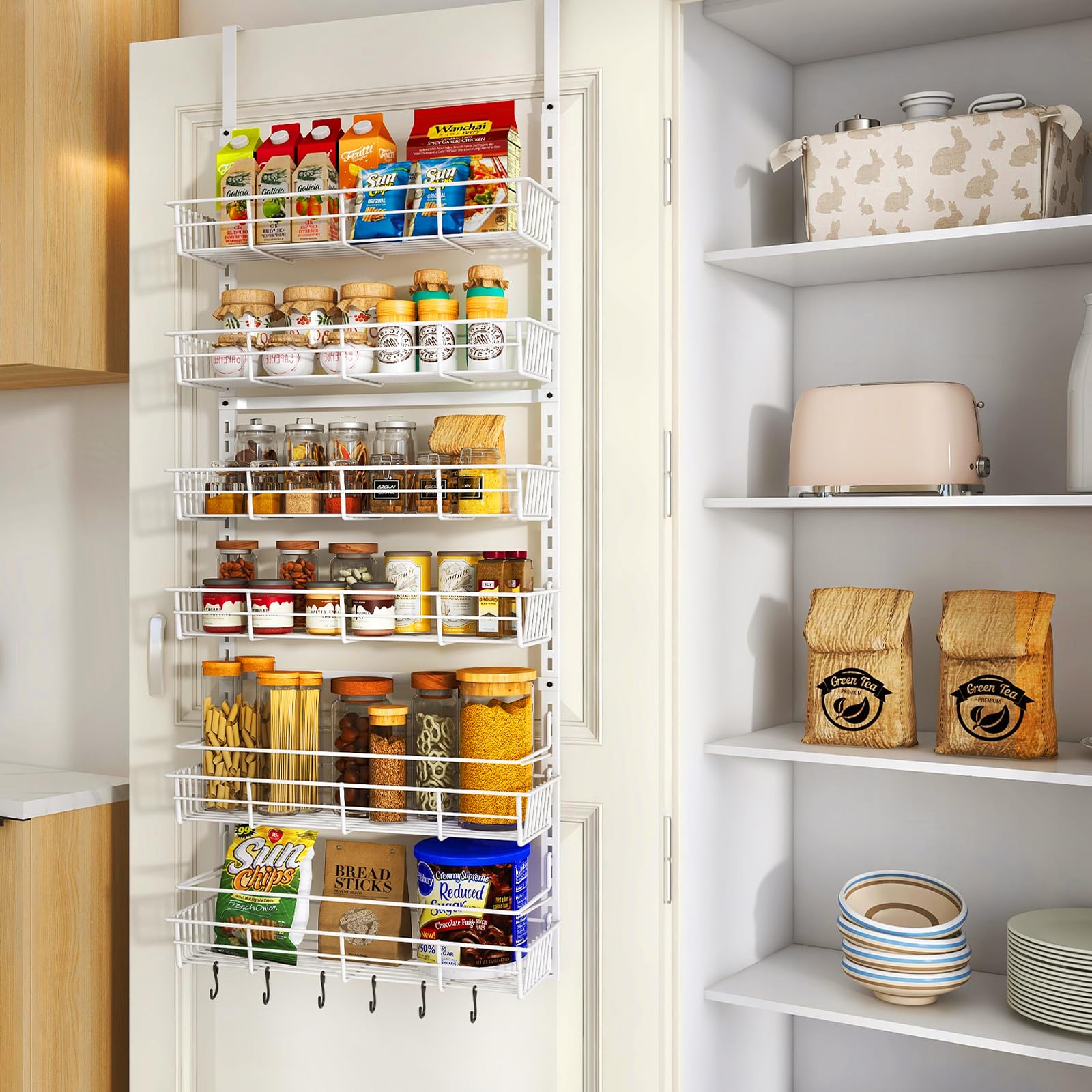 Seasow Rack Mefirt Over The Door Pantry Organizer, Wall Mount Rack, Pantry Hanging ...