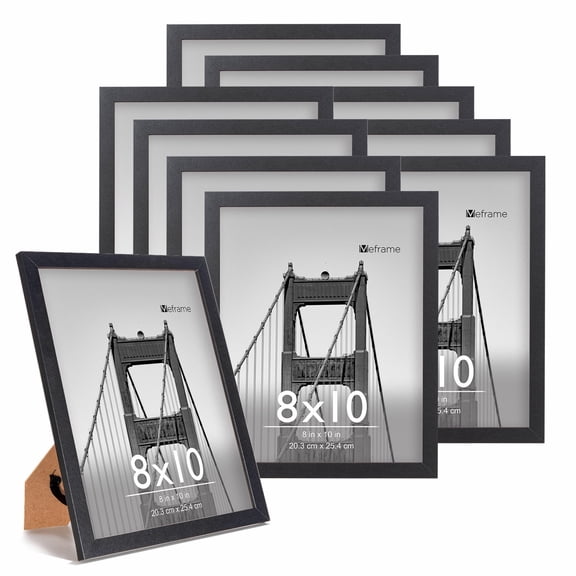 Meframe 10PACK 8x10 Wooden Picture Frame Set Hanging Desktop Display Photo, Black