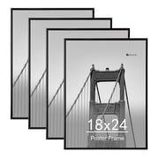 Meframe 18x24 Plastic Picture Frame Set of 4, Poster Frame for Wall Hanging, Horizontal or Vertical Display, Black