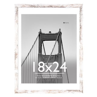 Meframe 18x24 Wooden Picture Frame, Matted to 16x20 Wall Poster Frame, Frosted White