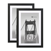 Meframe 2PACK 11x17 Wooden Picture Frame, Matted to 9x15 Wall Photo Frame, Black