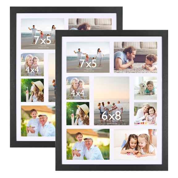 Meframe 2PACK 16x20 Picture Frame Set, Displays 9PCS Multi Photo with Mat, Black