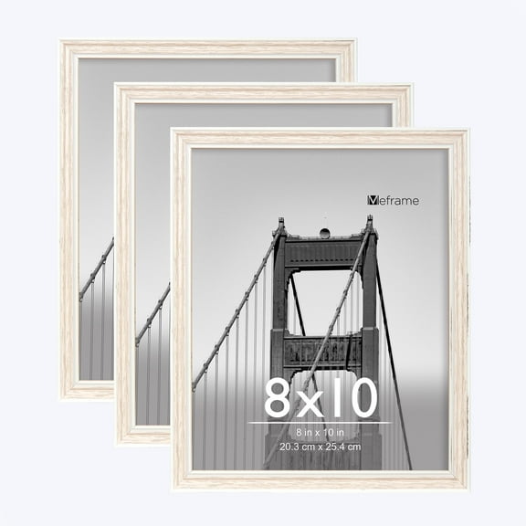 Meframe 3 PACK 8x10 Tabletop Picture Frame, linear picture frame, Hanging or Tabletop Display 8x10 Photo, Grey