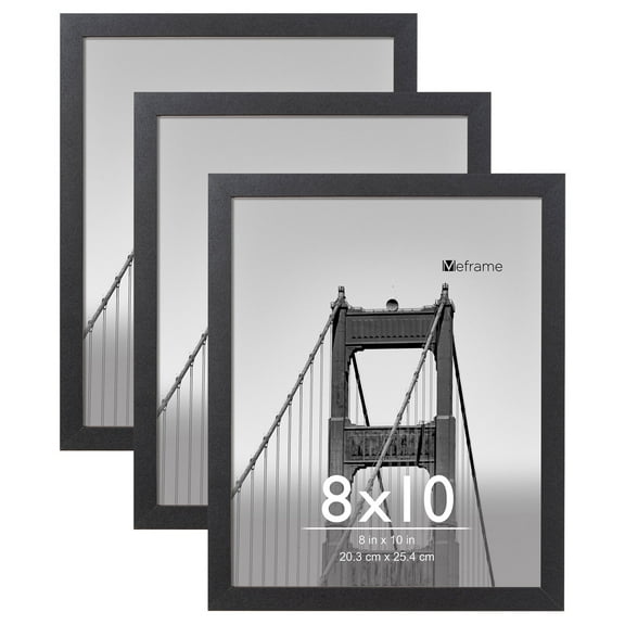 Meframe 3PACK 8x10 Wooden Photo Frame for Horizontal and Vertical Display of 8x10 Photos, Black