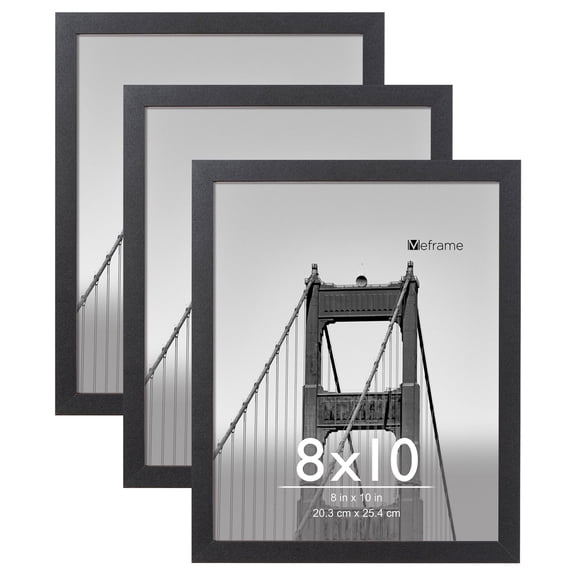 Meframe 3PACK 8x10 Wooden Photo Frame for Horizontal and Vertical Display of 8x10 Photos, Black