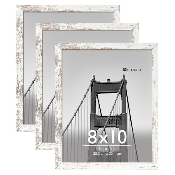 Meframe 3PACK 8x10 Wooden Photo Frame for Horizontal and Vertical Display of 8x10 Photos, Frosted White