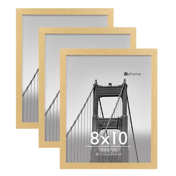 Meframe 3PACK 8x10 Wooden Photo Frame for Horizontal and Vertical Display of 8x10 Photos, Gold