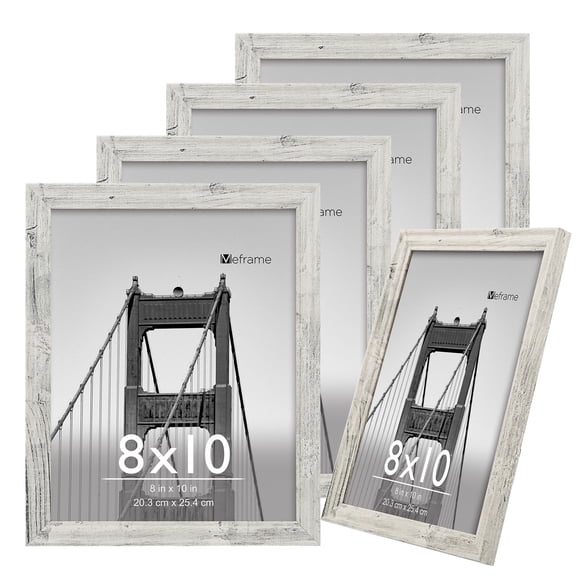 Meframe 5PACK 8x10 Line Picture Frame for Hanging or Tabletop Display 8x10 Photo, White