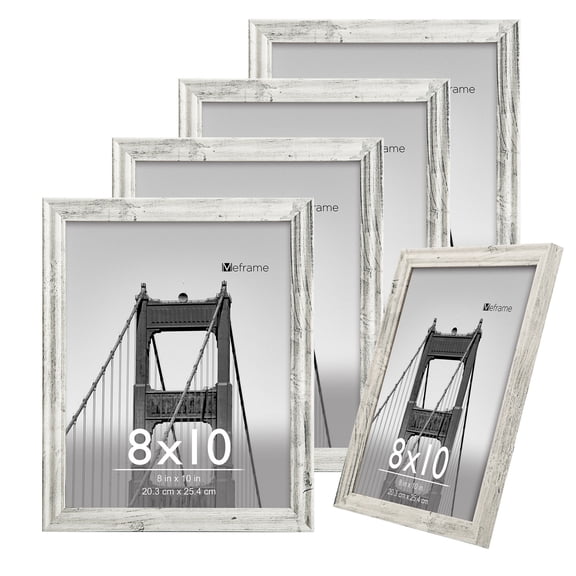 Meframe 5PACK 8x10 Line Picture Frame for Hanging or Tabletop Display 8x10 Photo, White
