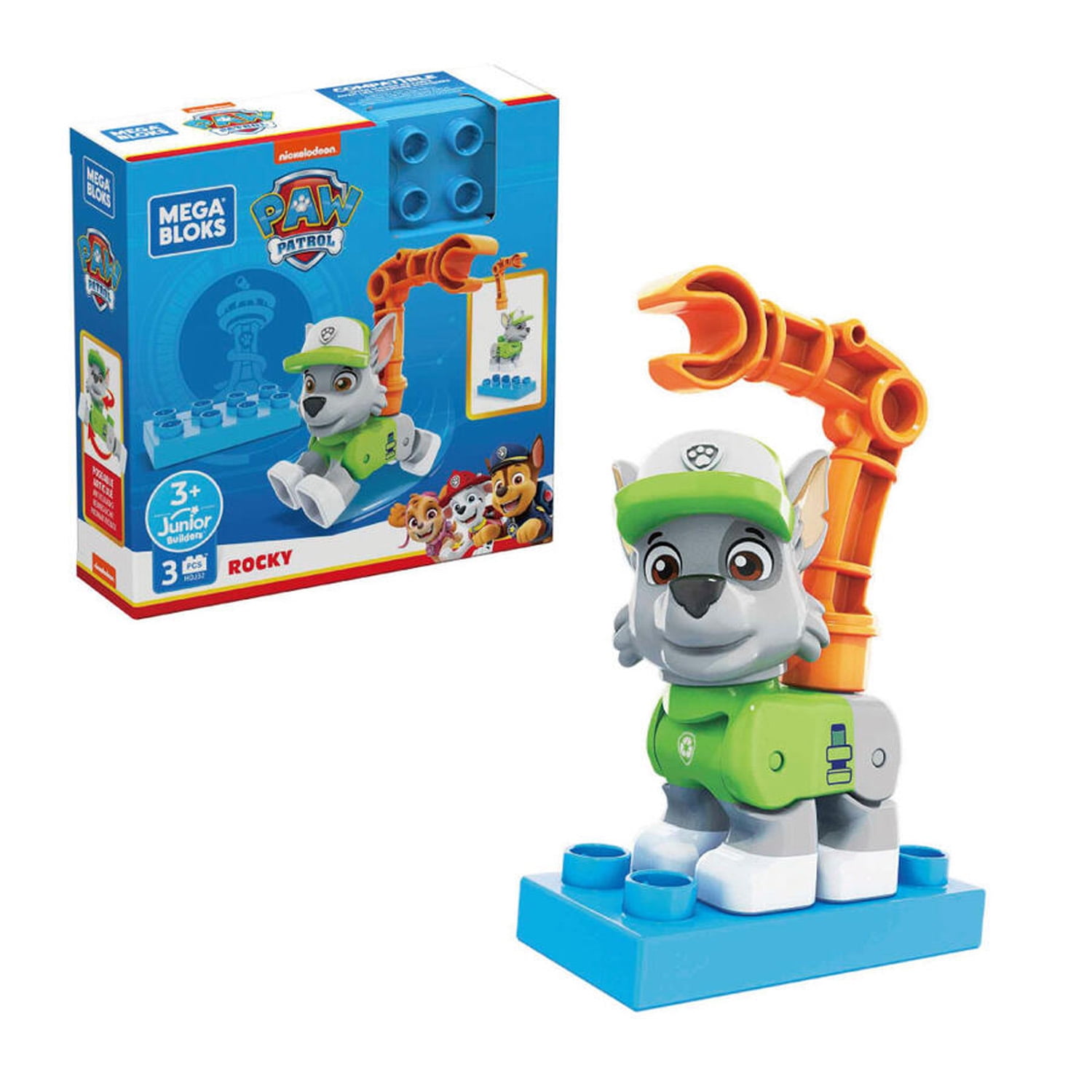 Mega Bloks Paw Patrol Rocky Figure, 3 Pieces