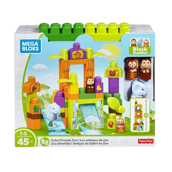 Mega Bloks Storytelling Safari Friends Zoo Building Set, 45-Pieces