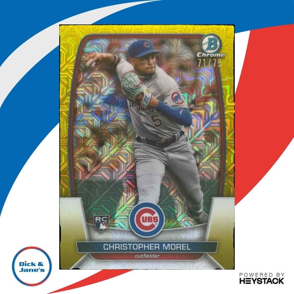 Mega Box Bowman Baseball Card Christopher Morel #34 Base Yellow Mojo Refractor Chicago Cubs