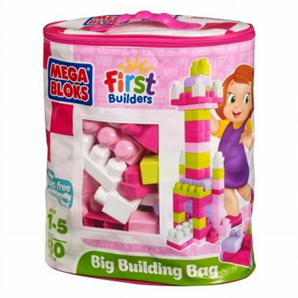 Mega Brands 08328 Mega Bloks - Big Building Bag 80 Piece- Pink