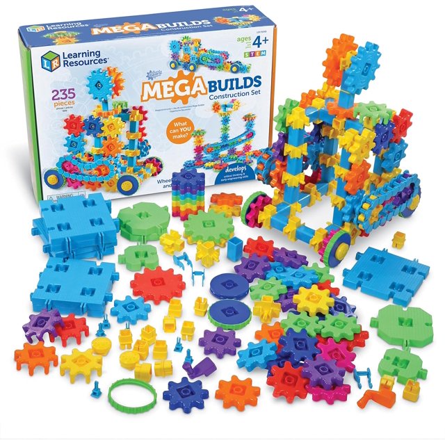 Mega Builds, STEM Building Set, Gears Toys for Kids, 235 Piece, Ages 4