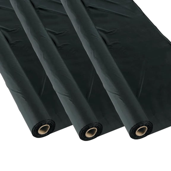 Mega Bulk Black Extra Long Plastic Tablecloth Rolls 750 ft, 3 pc
