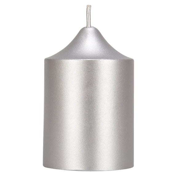 Mega Candles 1 pc Unscented Silver Dome Top Round Pillar Candle, Hand Poured Premium Wax Candles 2 Inch x 3 Inch, Home Décor, Wedding Receptions, Baby Showers, Birthdays, Celebrations, Party & More
