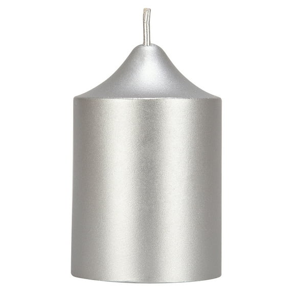 Mega Candles 1 pc Unscented Silver Dome Top Round Pillar Candle, Hand Poured Premium Wax Candles 2 Inch x 3 Inch, Home Décor, Wedding Receptions, Baby Showers, Birthdays, Celebrations, Party & More