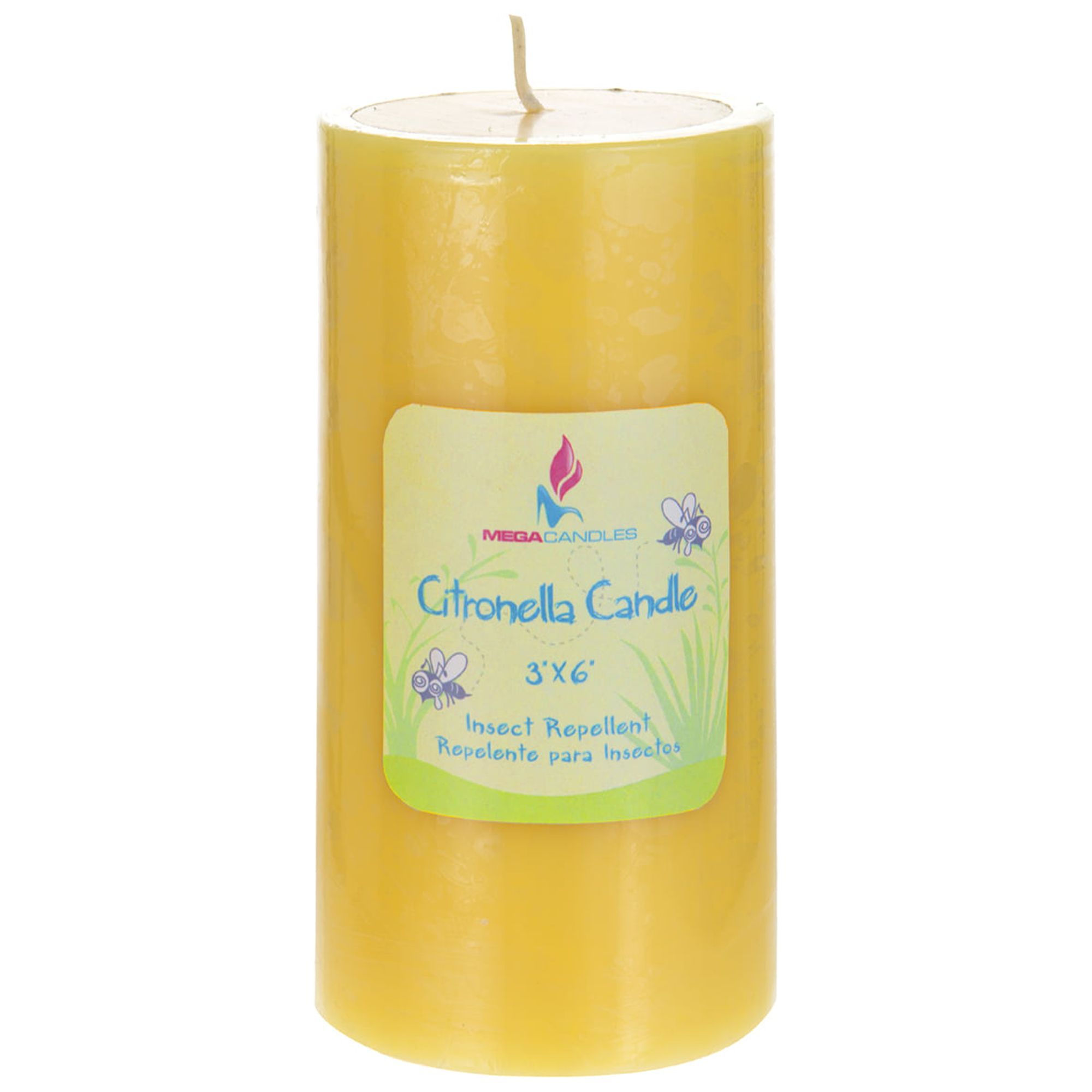 Mega Candles 1 pcs Citronella Round Pillar Candle Hand Poured Wax