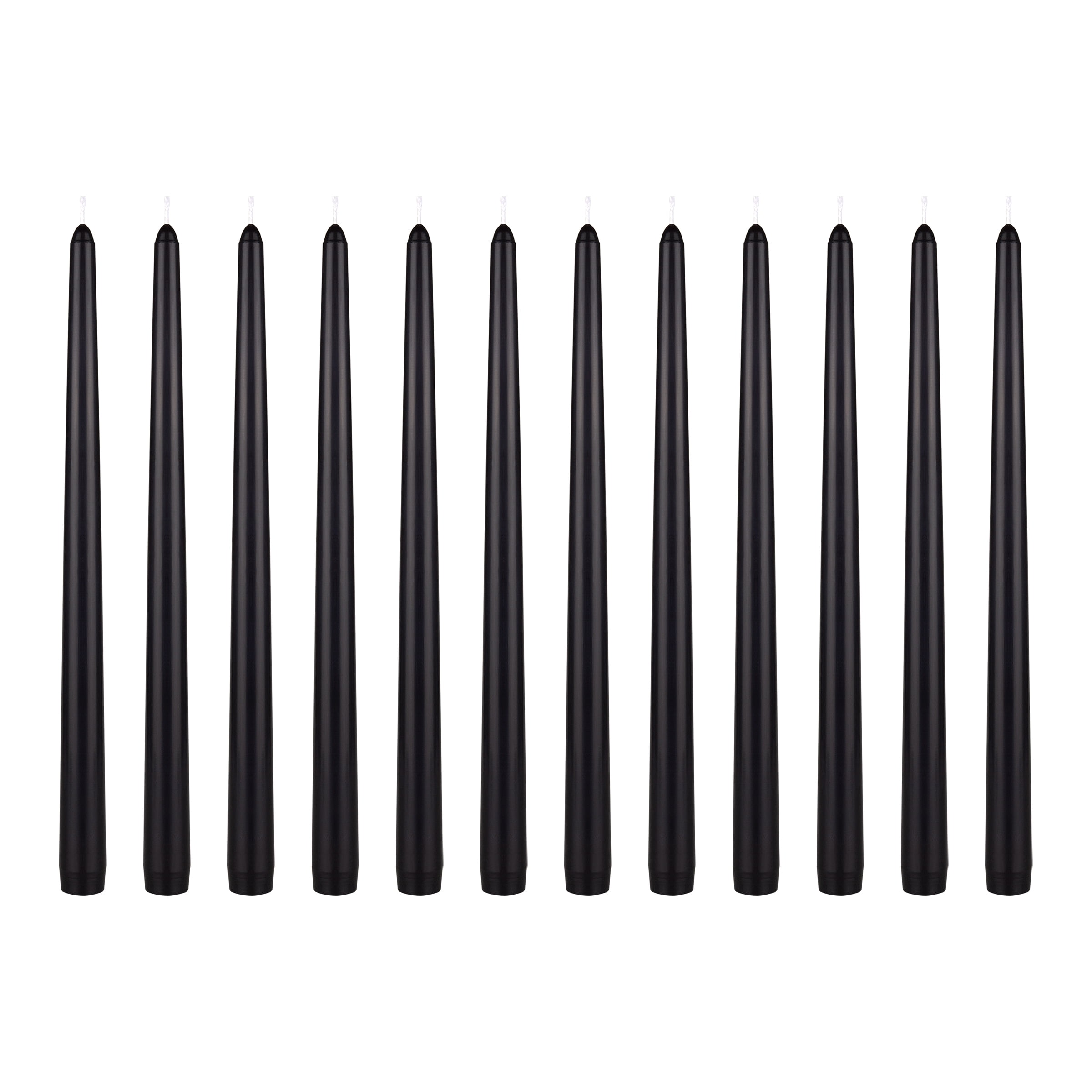 Mega Candles 12 pcs Unscented Black Taper Candle, Hand Poured Wax Candles 12 Inch x 7/8 Inch, Home Décor, Wedding Receptions, Baby Showers, Birthdays, Celebrations, Party Favors & More
