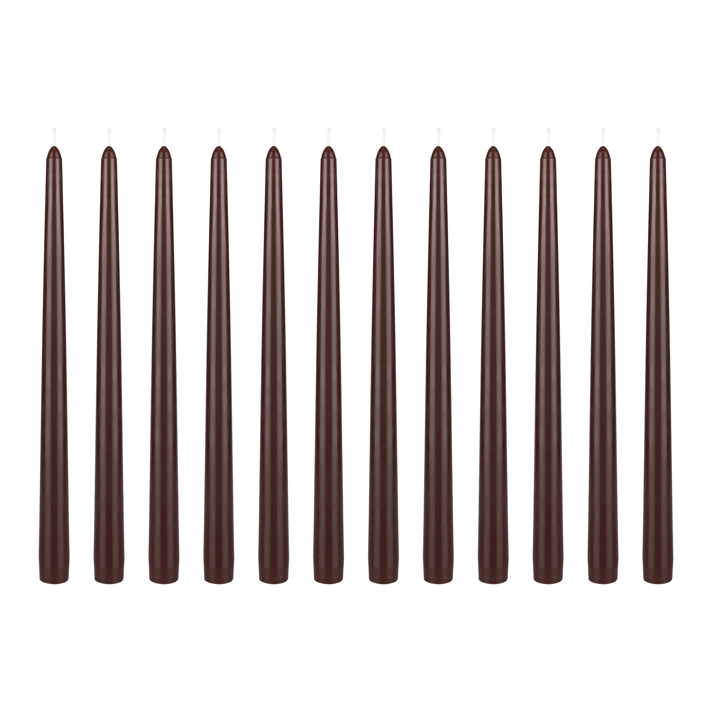 Mega Candles 12 pcs Unscented Brown Taper Candle, Hand Poured Wax Candles 12 Inch x 7/8 Inch, Home Décor, Wedding Receptions, Baby Showers, Birthdays, Celebrations, Party Favors & More